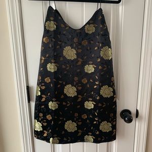 Zara Satin Slip Dress with embroidery